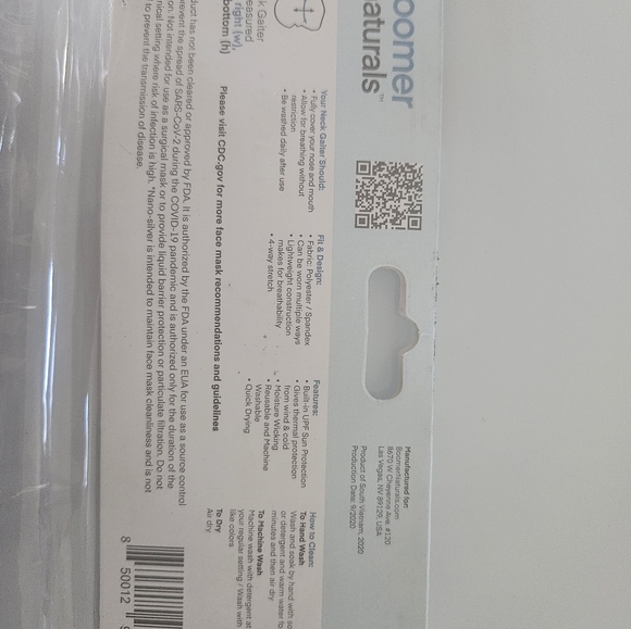 Boomer Naturals Navy Blue Unisex neck gaiter L/XL - Picture 3 of 3